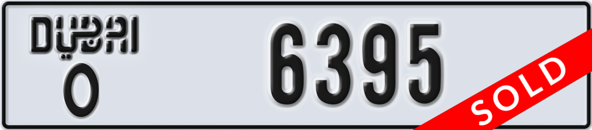 dubai License Plate Number 6395 Code O