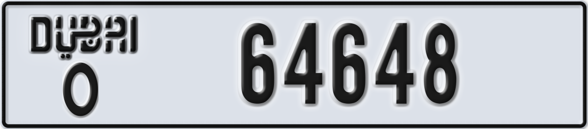dubai License Plate Number 64648 Code O