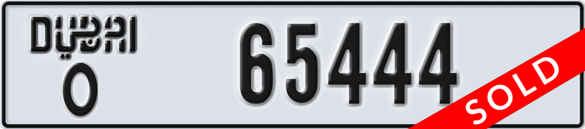 dubai License Plate Number 65444 Code O