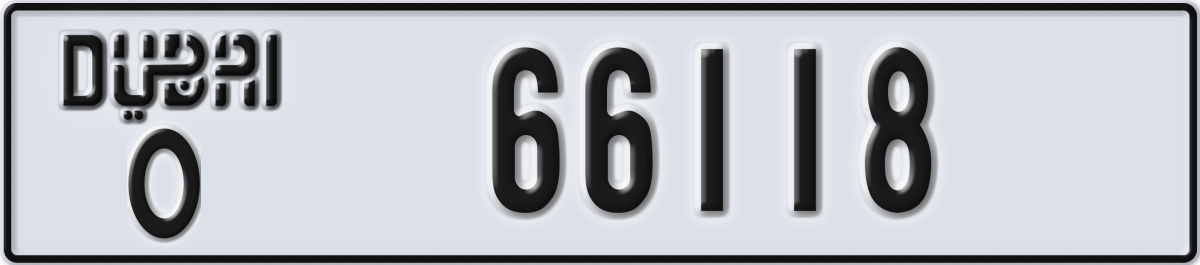 dubai License Plate Number 66118 Code O