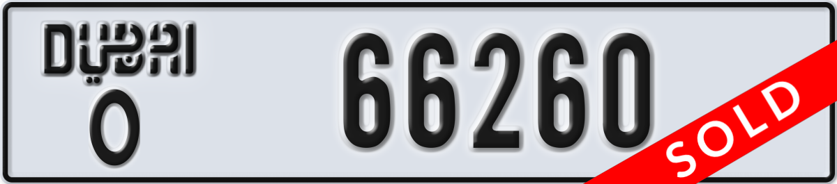 dubai License Plate Number 66260 Code O