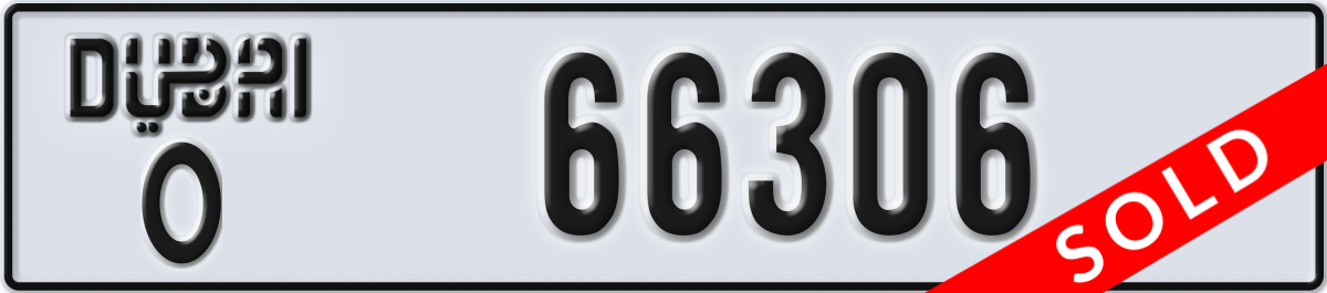 dubai License Plate Number 66306 Code O