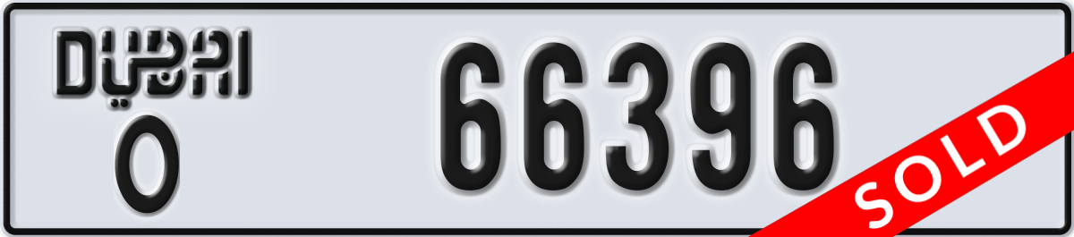 dubai License Plate Number 66396 Code O
