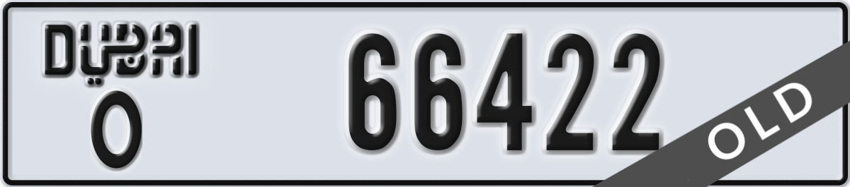 dubai License Plate Number 66422 Code O