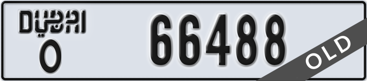 dubai License Plate Number 66488 Code O
