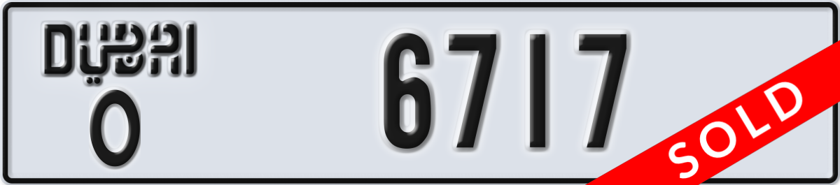 dubai License Plate Number 6717 Code O
