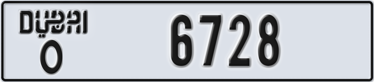 dubai License Plate Number 6728 Code O