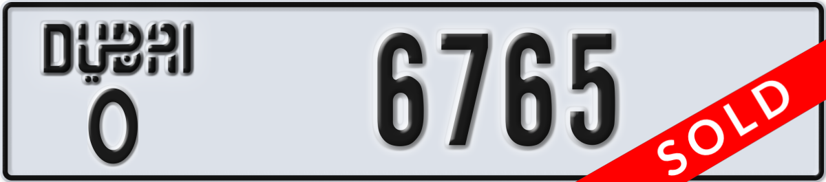 dubai License Plate Number 6765 Code O