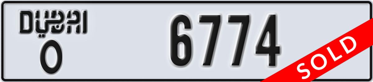 dubai License Plate Number 6774 Code O