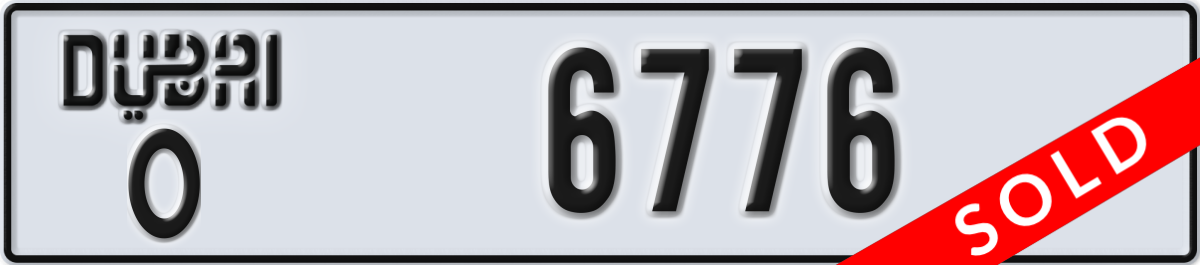 dubai License Plate Number 6776 Code O