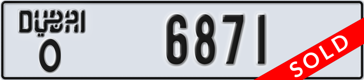 dubai License Plate Number 6871 Code O