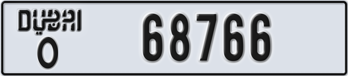 dubai License Plate Number 68766 Code O