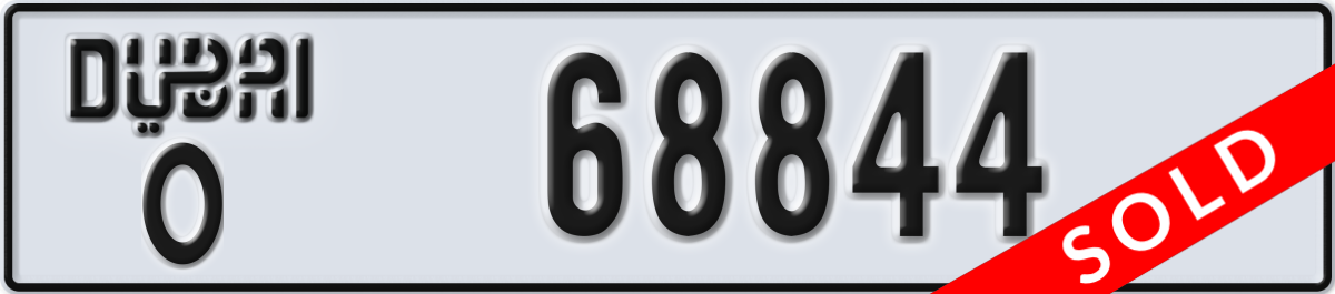 dubai License Plate Number 68844 Code O