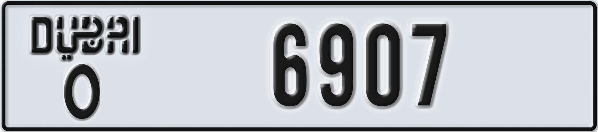 dubai License Plate Number 6907 Code O
