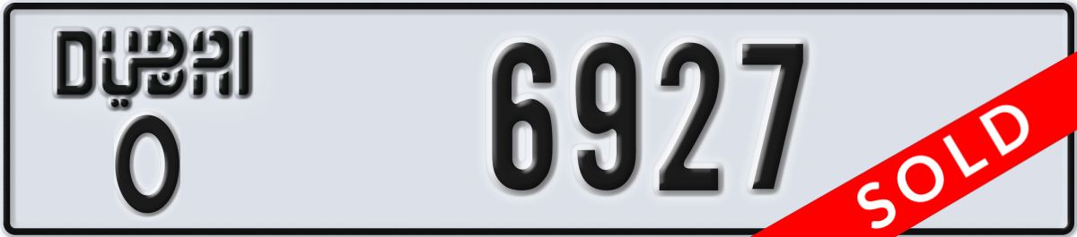 dubai License Plate Number 6927 Code O