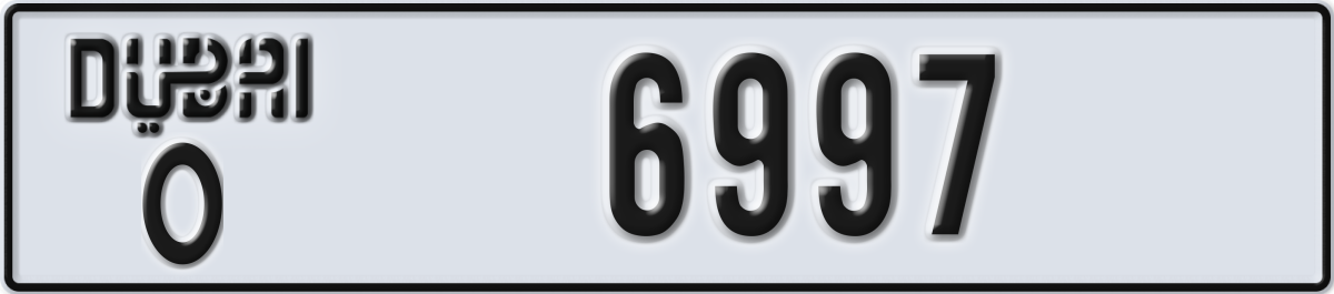 dubai License Plate Number 6997 Code O