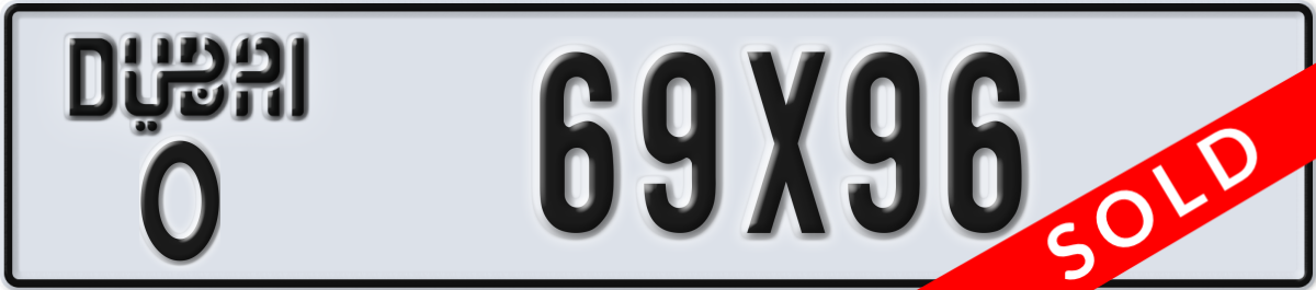 dubai License Plate Number 69X96 Code O