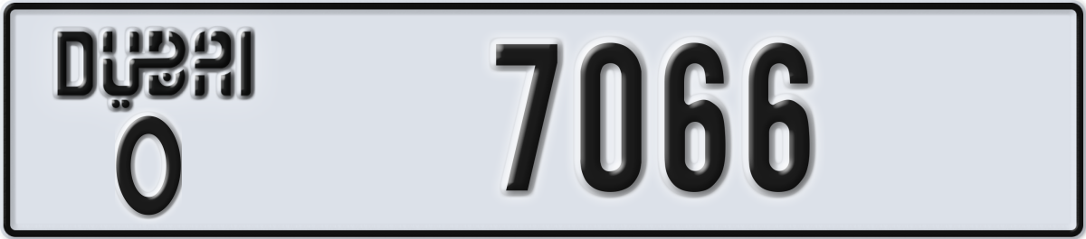 dubai License Plate Number 7066 Code O