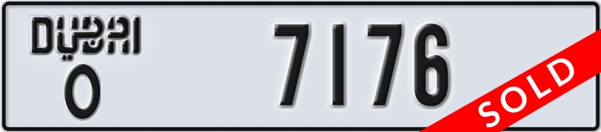 dubai License Plate Number 7176 Code O