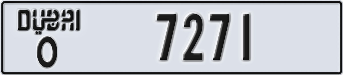 dubai License Plate Number 7271 Code O