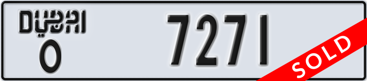 dubai License Plate Number 7271 Code O