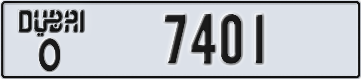 dubai License Plate Number 7401 Code O