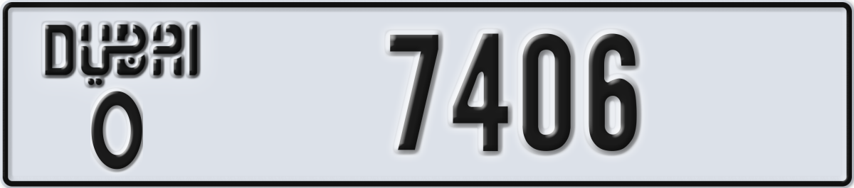 dubai License Plate Number 7406 Code O