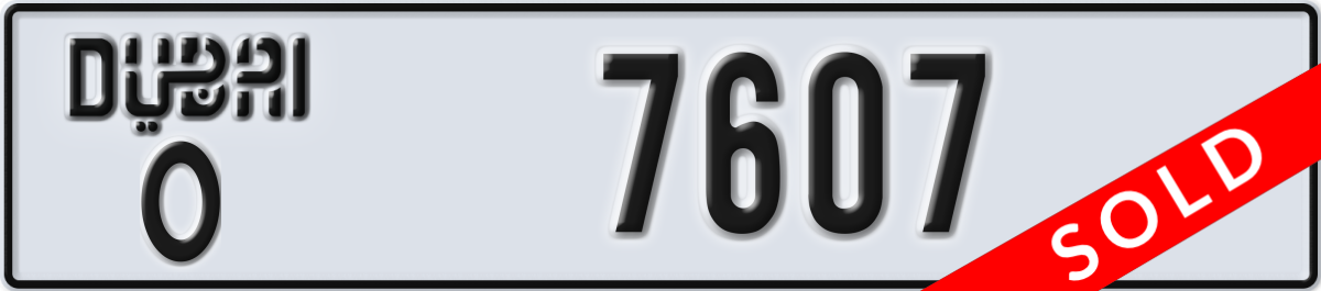 dubai License Plate Number 7607 Code O