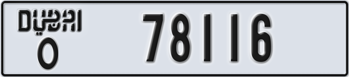 dubai License Plate Number 78116 Code O