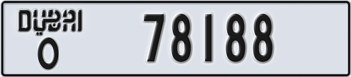 dubai License Plate Number 78188 Code O