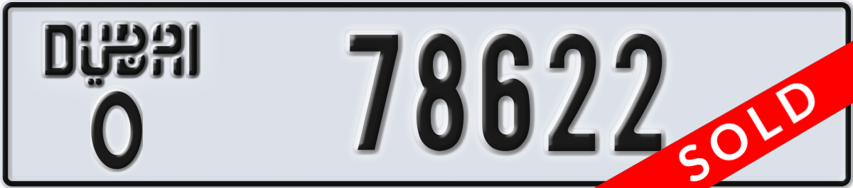 dubai License Plate Number 78622 Code O
