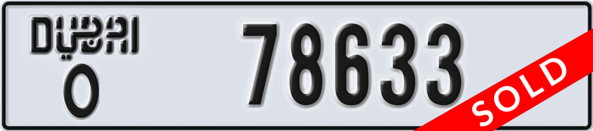 dubai License Plate Number 78633 Code O