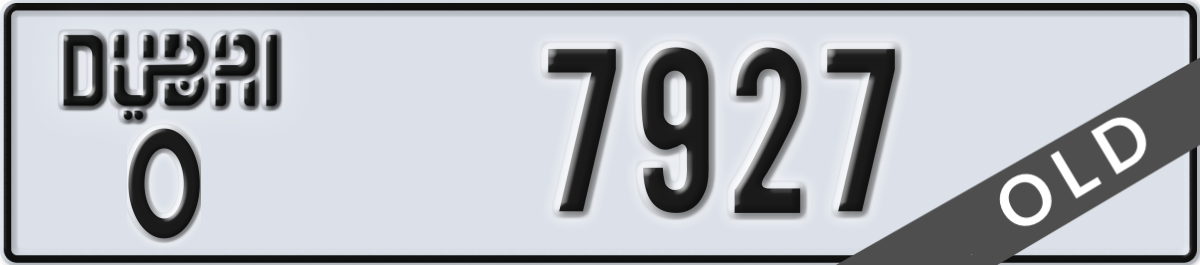 dubai License Plate Number 7927 Code O