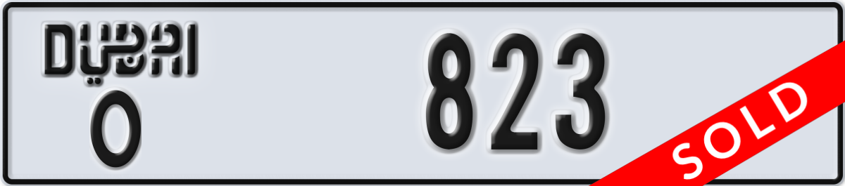 dubai License Plate Number 823 Code O