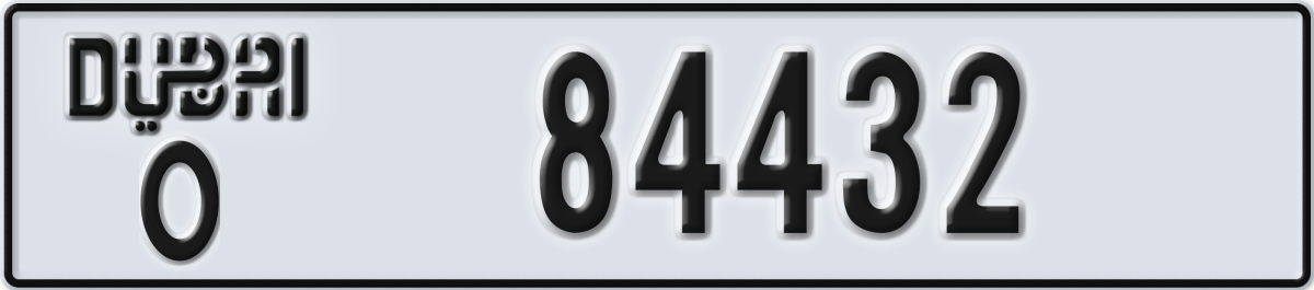 dubai License Plate Number 84432 Code O