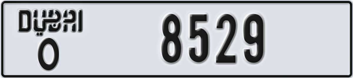 dubai License Plate Number 8529 Code O