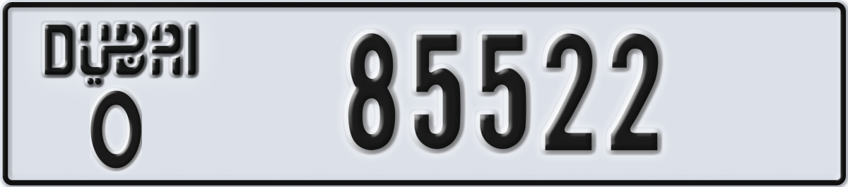 dubai License Plate Number 85522 Code O