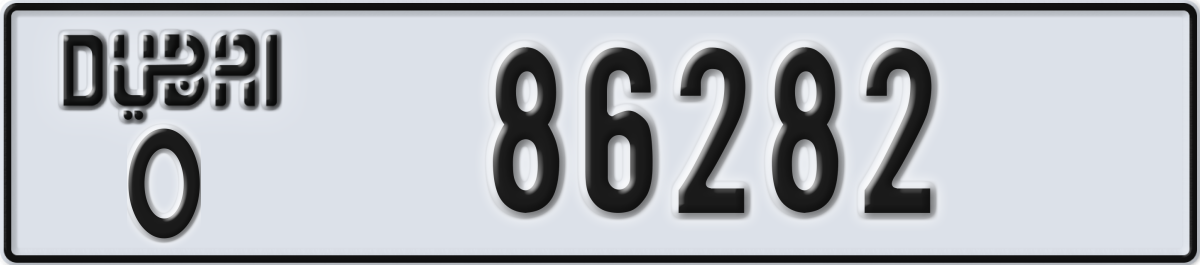 dubai License Plate Number 86282 Code O