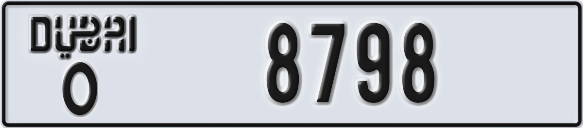 dubai License Plate Number 8798 Code O