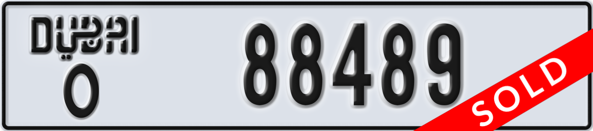 dubai License Plate Number 88489 Code O
