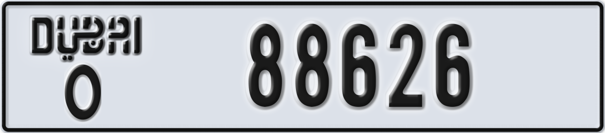 dubai License Plate Number 88626 Code O