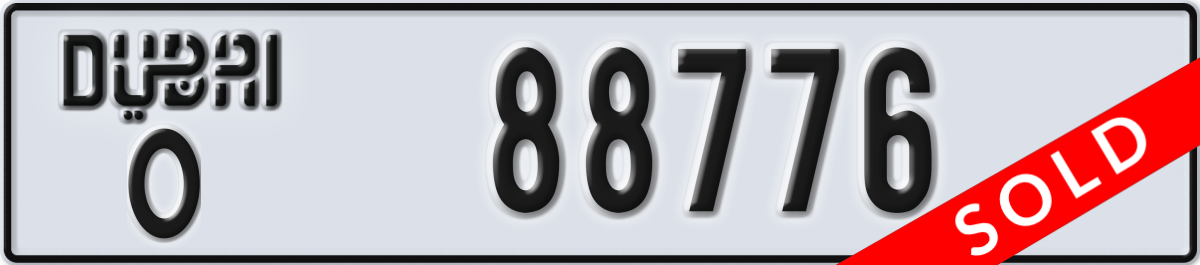 dubai License Plate Number 88776 Code O