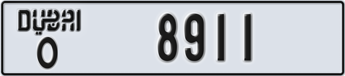 dubai License Plate Number 8911 Code O