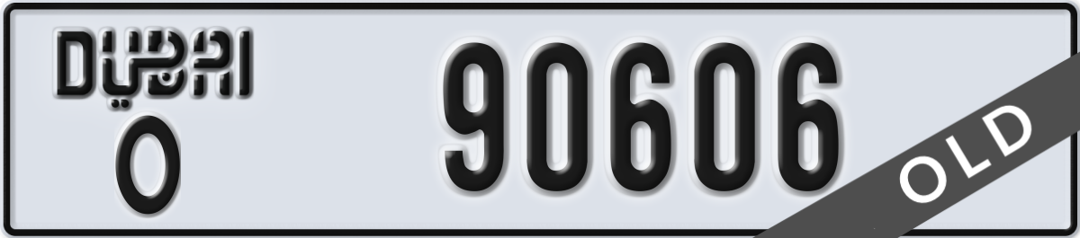 dubai License Plate Number 90606 Code O