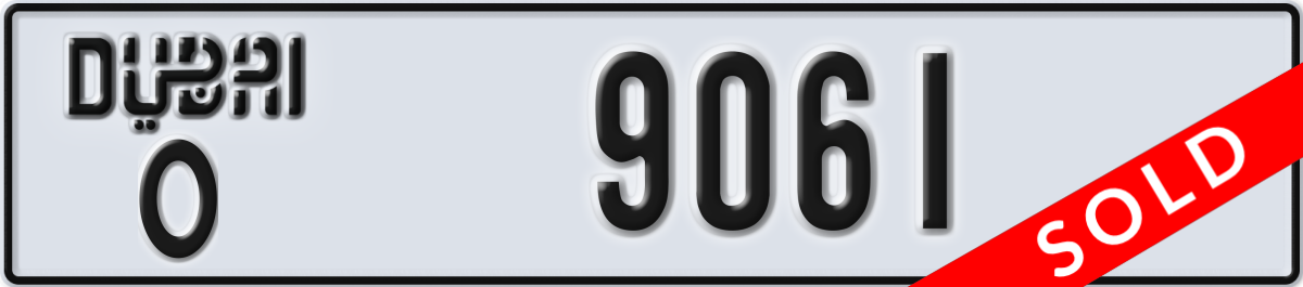 dubai License Plate Number 9061 Code O