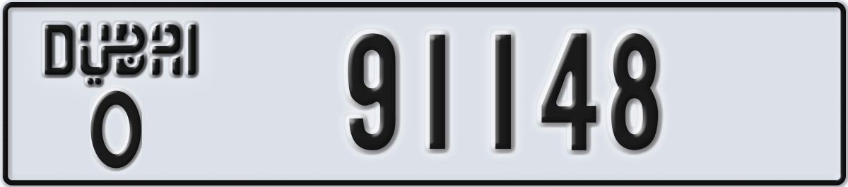 dubai License Plate Number 91148 Code O