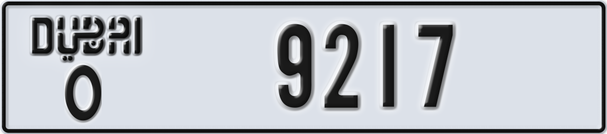 dubai License Plate Number 9217 Code O