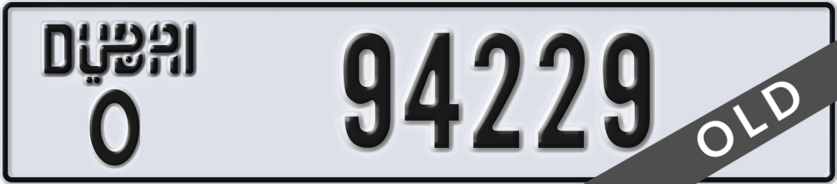 dubai License Plate Number 94229 Code O