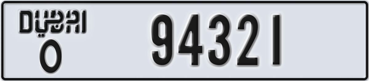 dubai License Plate Number 94321 Code O