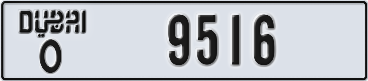 dubai License Plate Number 9516 Code O
